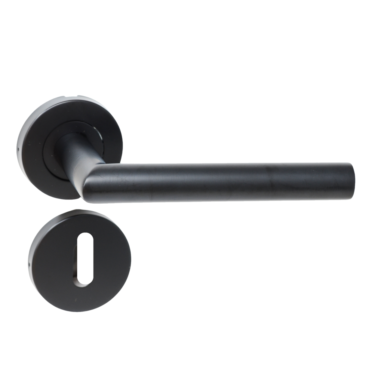 Modern Matt Black Tubular Handles on Rose