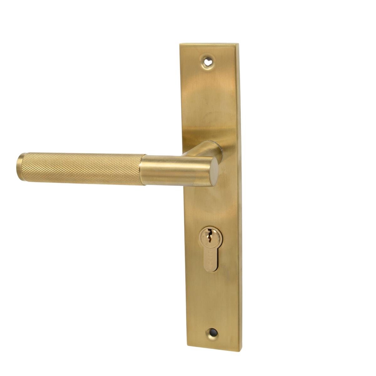 Knurled handle on plate brushed pvd brass