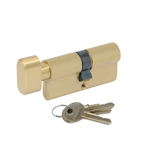 Solid Brass Knob Cylinder - 65mm KD