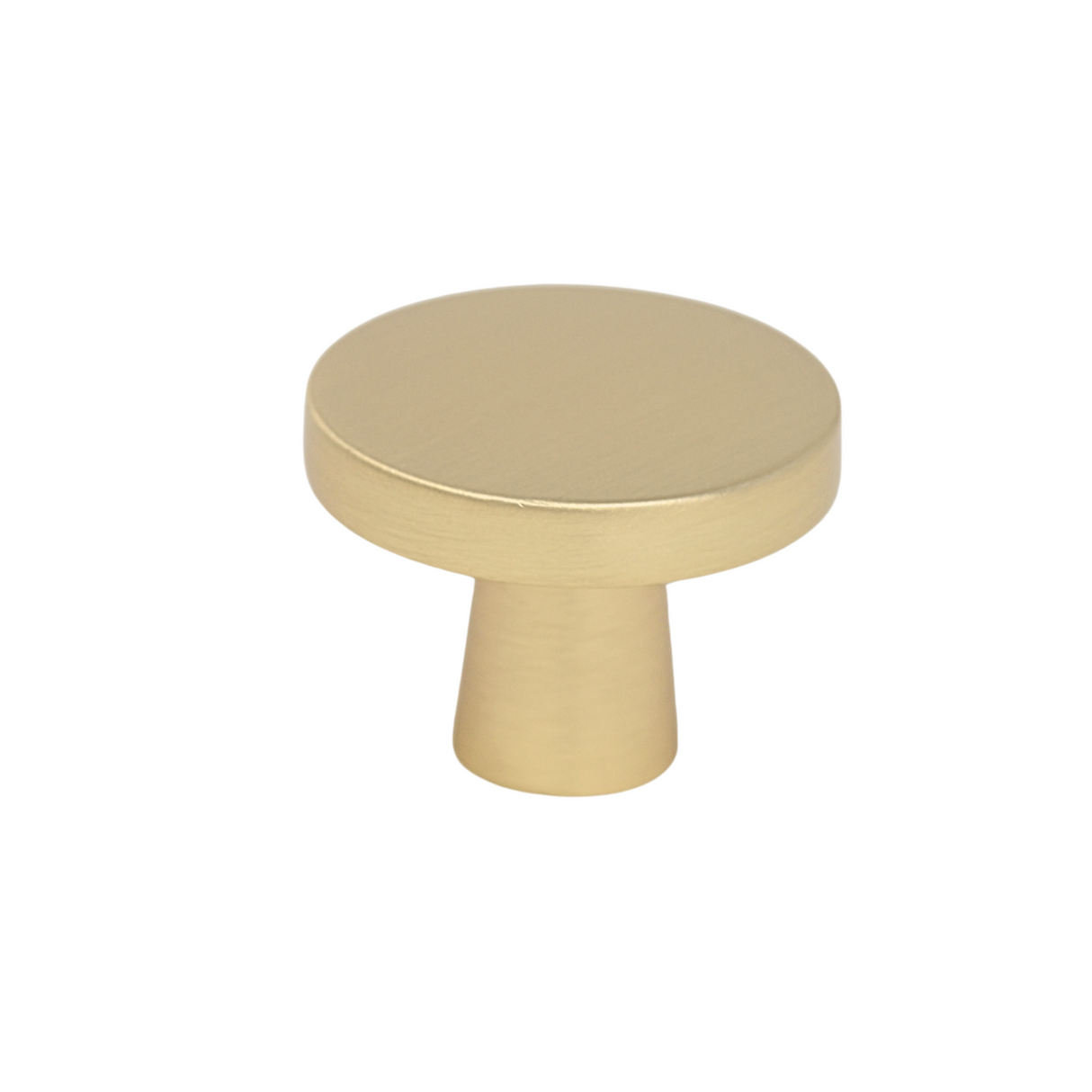 Flat matt brass knob 32mm tapered leg