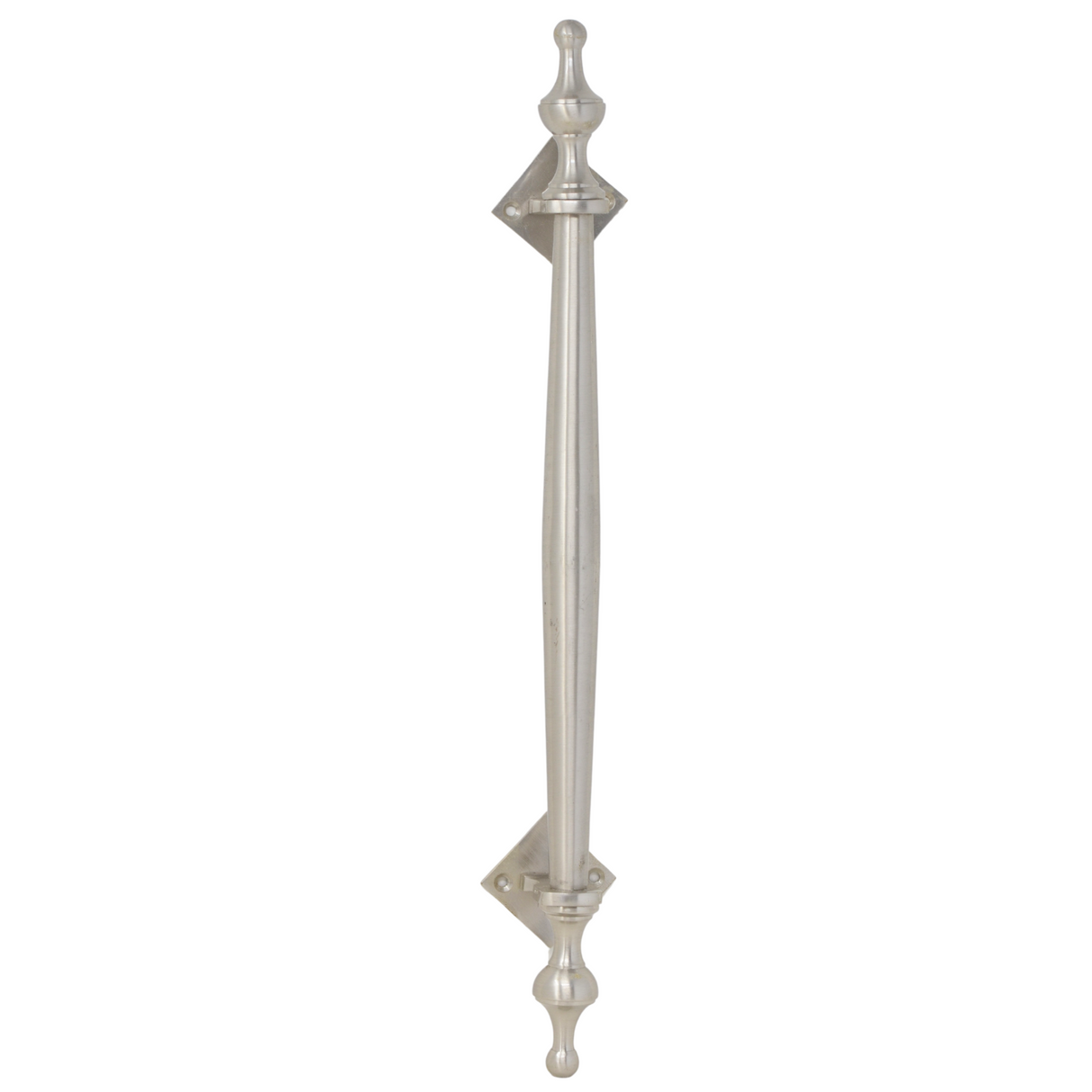 Solid brass pull handle with finials - 295mm