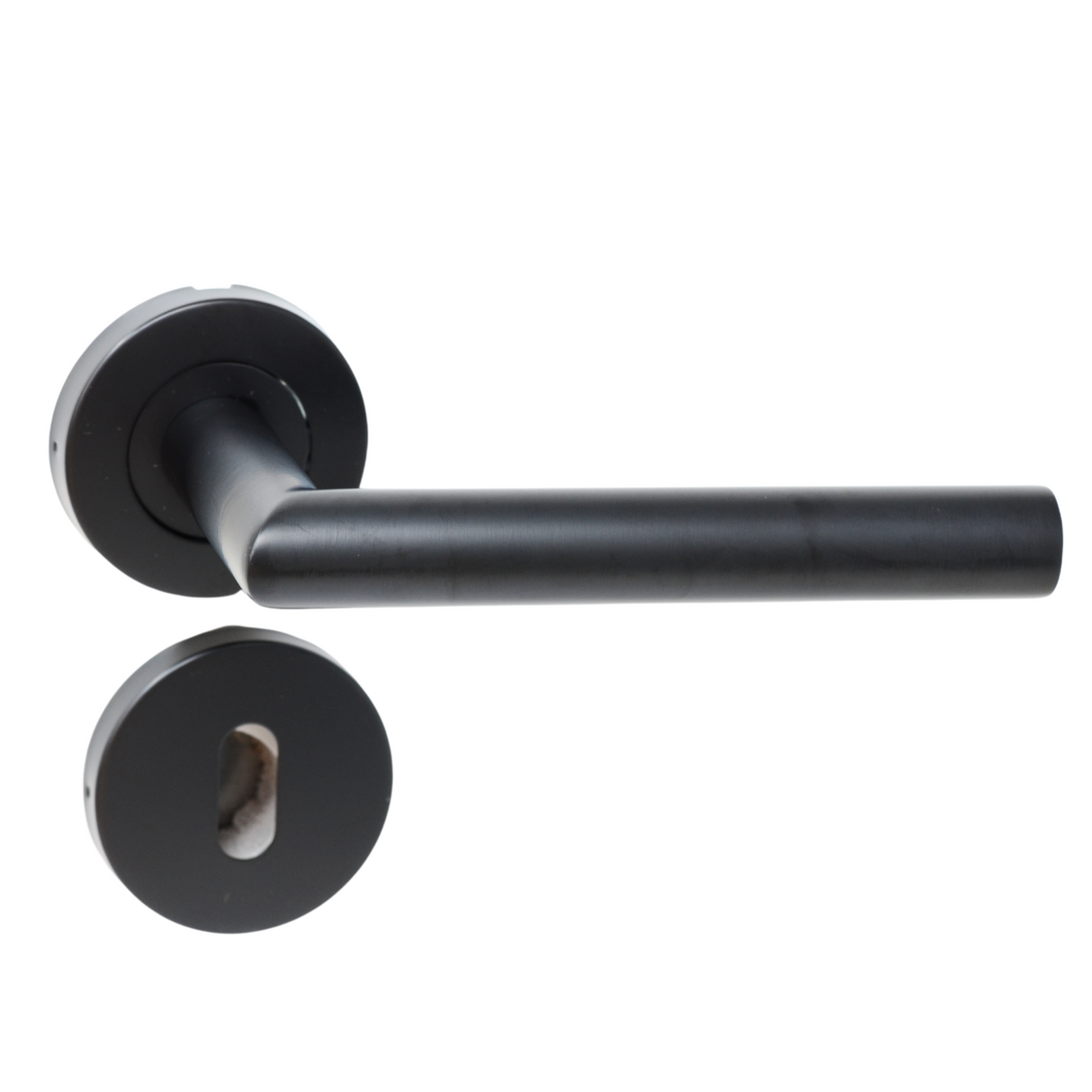 Modern Matt Black Tubular Handles on Rose