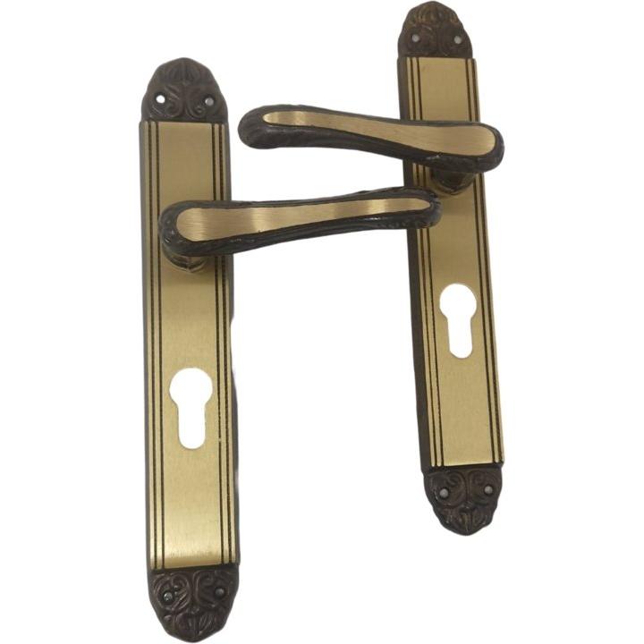 Antique Door Handle on Plate with Cylinder Lock and Cylinder