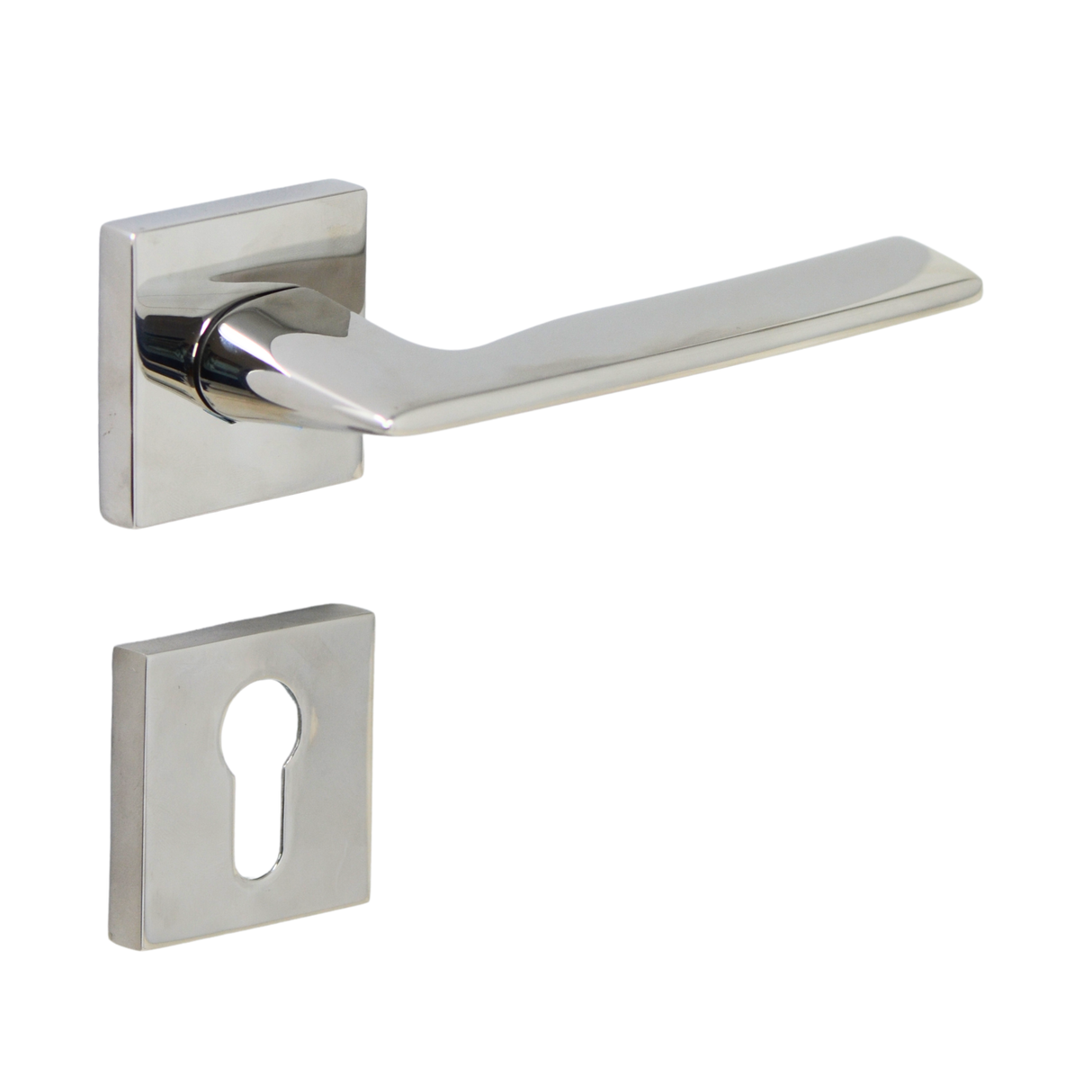 Solid Stainless Steel Lever Handle on Square Rose