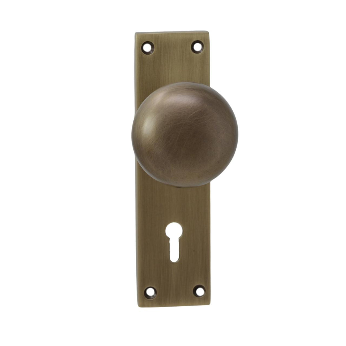 Antique Brass Door Knob on Plate with Two Lever Lock