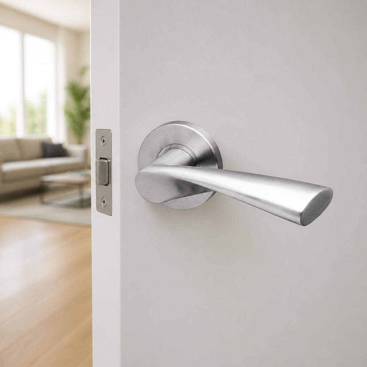 Sambava - Solid Stainless Steel Lever Handle on Rose