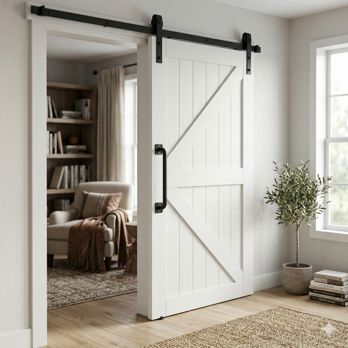 Gate and barn door handle in a black ferro grain finish