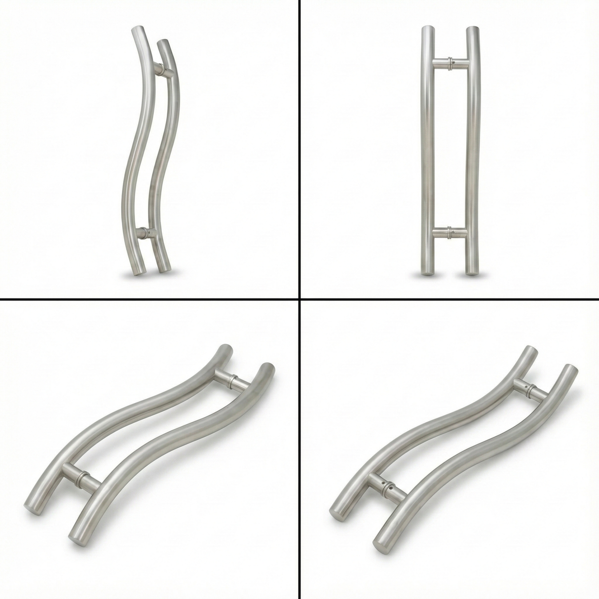 "S" shaped stainless steel pull handles 400mm CTC