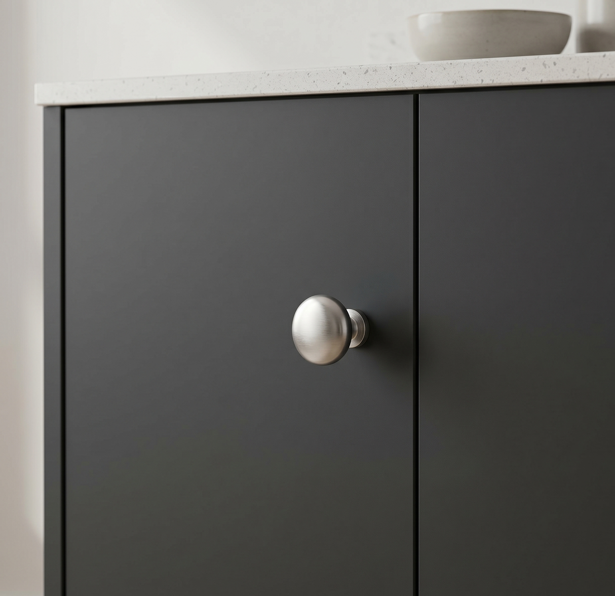 Brushed Nickel cupboard knob 28mm