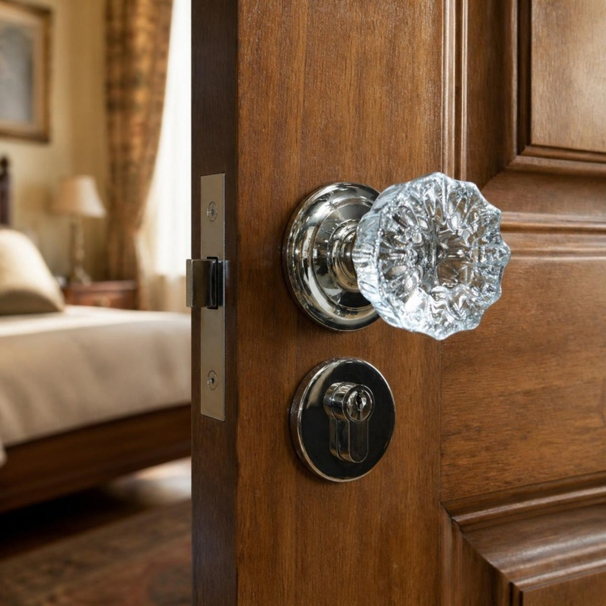 Flower shaped crystal door knob