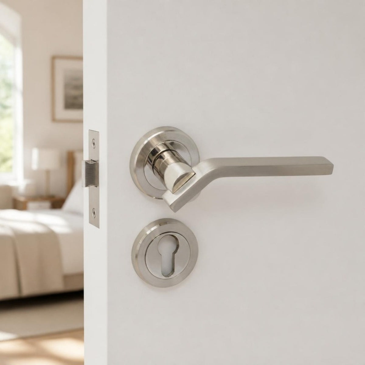 Satin Nickel Lever on Rose