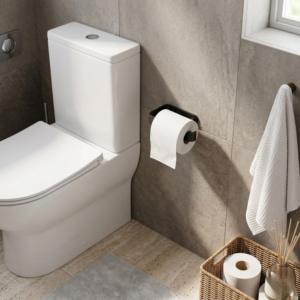 Toilet Paper Holder in Matt Black