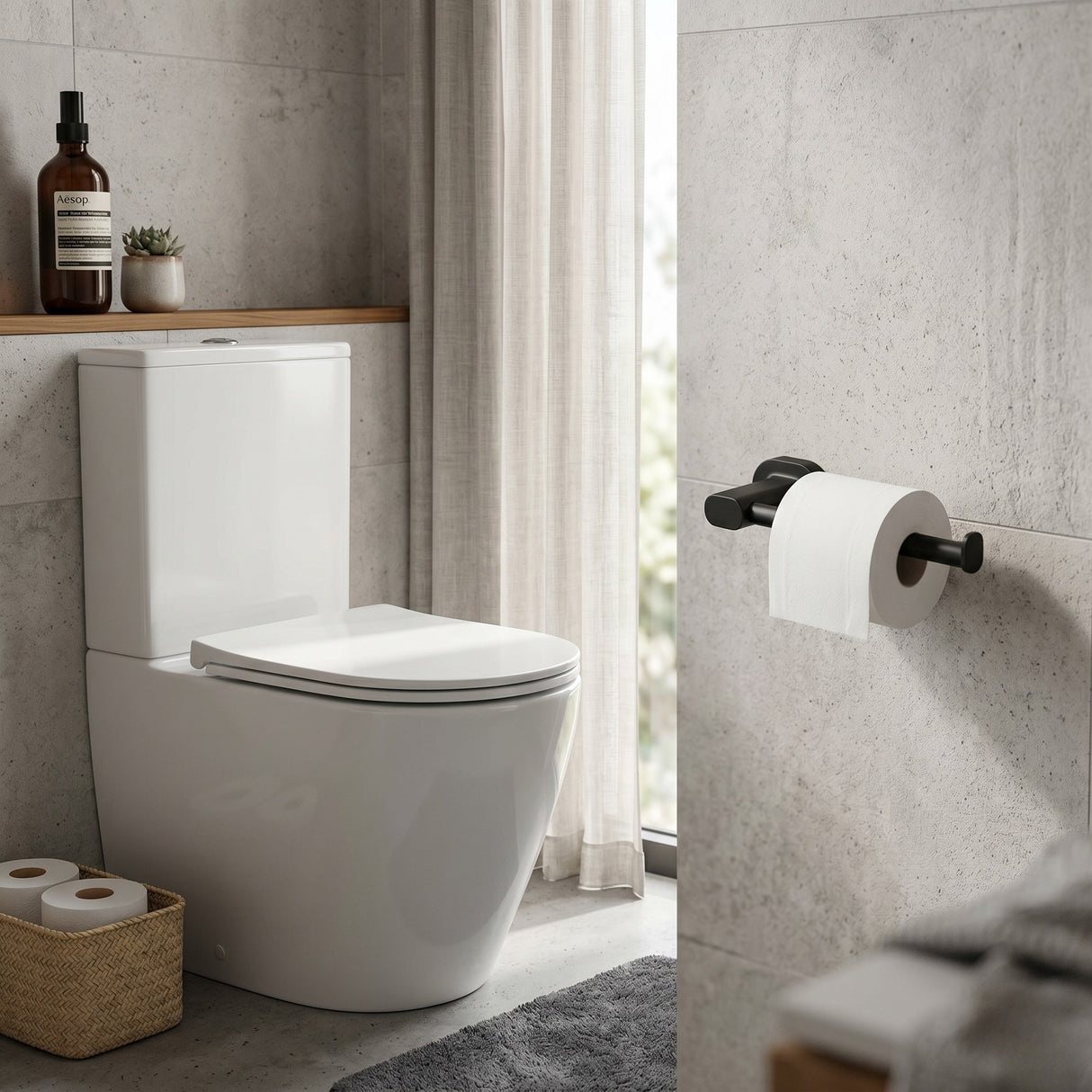 Fixed Toilet Paper Holder in matt black