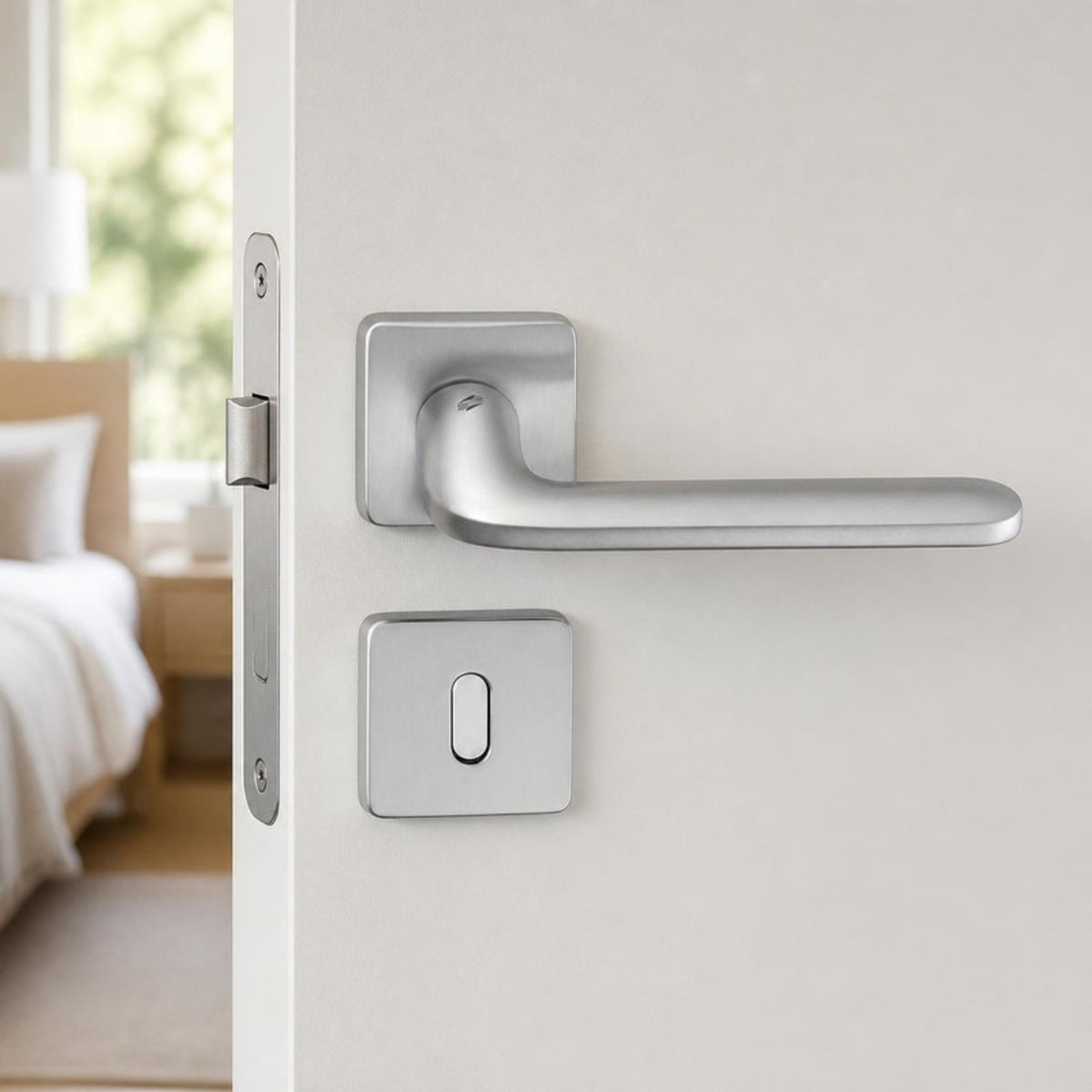 Exclusive Italian lever handle on square rose