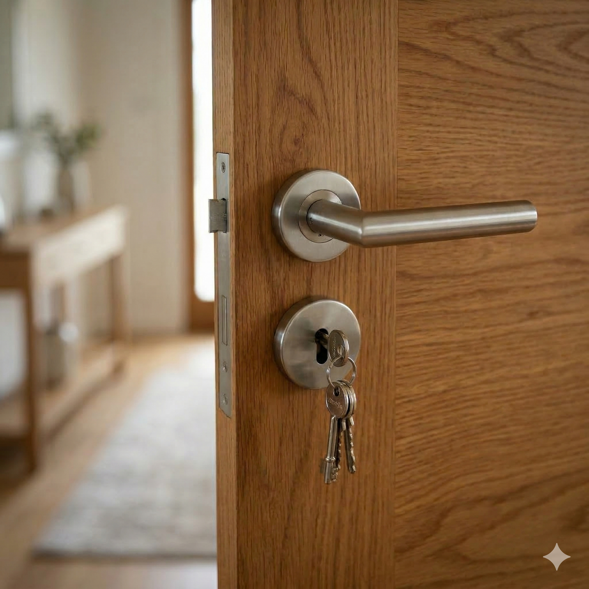 Tubular Stainless Steel lever handles on round rose