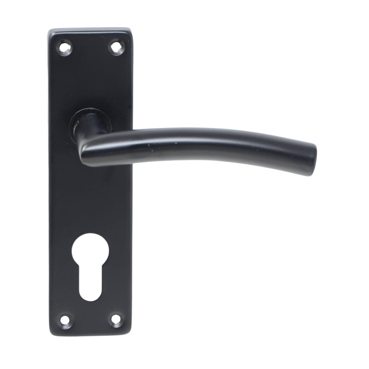 Lever handle on plate black 150x40mm matt black cylinder hole