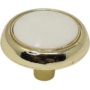 Classic gold knob with a porcelain insert cupboard handle