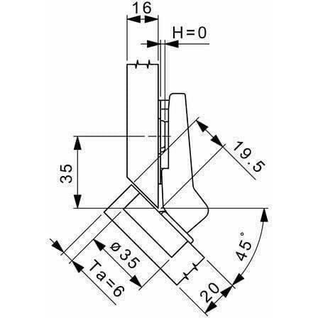 cupboard hinge - 45 degree
