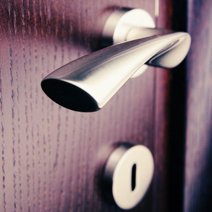 Sambava - Solid Stainless Steel Lever Handle on Rose door handle on rose