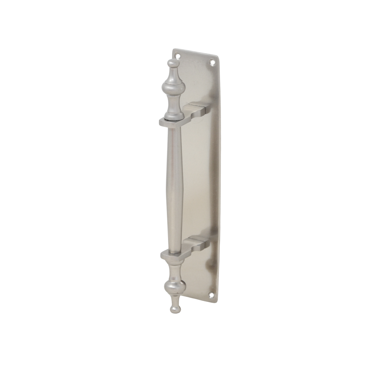 Solid brass pull handle on back plate with finials - 225mm PULL HANDLES