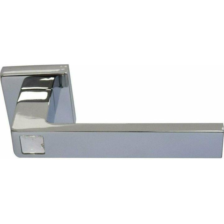Solid brass square lever handle with crystal door handle on rose