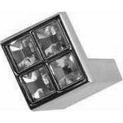 square cupboard knob with 4 square crystals inset