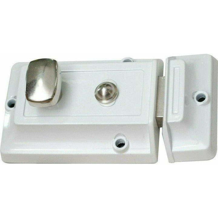 White night latch with chrome knob DOOR LOCKS