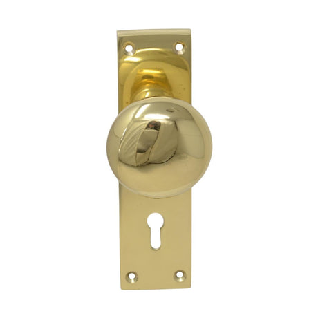 Solid Brass Door Knob on Plate with Two Lever Lock