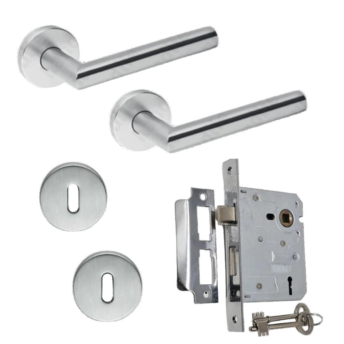 Straight Tubular Door Handle on Rose with SABS Approved Lock