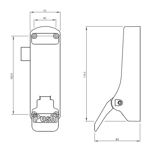 Emergency Exit Push Pad Device with reversable latch
