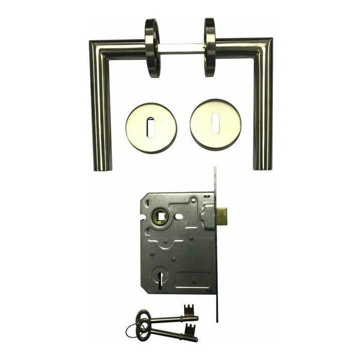 Stainless Steel Tubular Door Handle on Rose with SABS approved Two Lever Lock