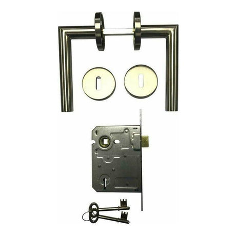 Stainless Steel Tubular Door Handle on Rose with SABS approved Two Lever Lock