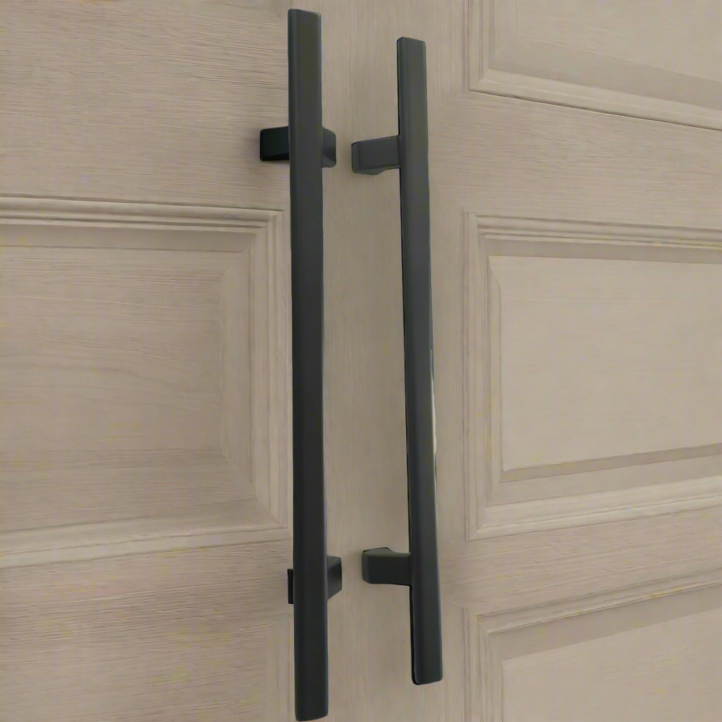 600mm Matt black offset oval grip T-pull handles (sold in pairs)