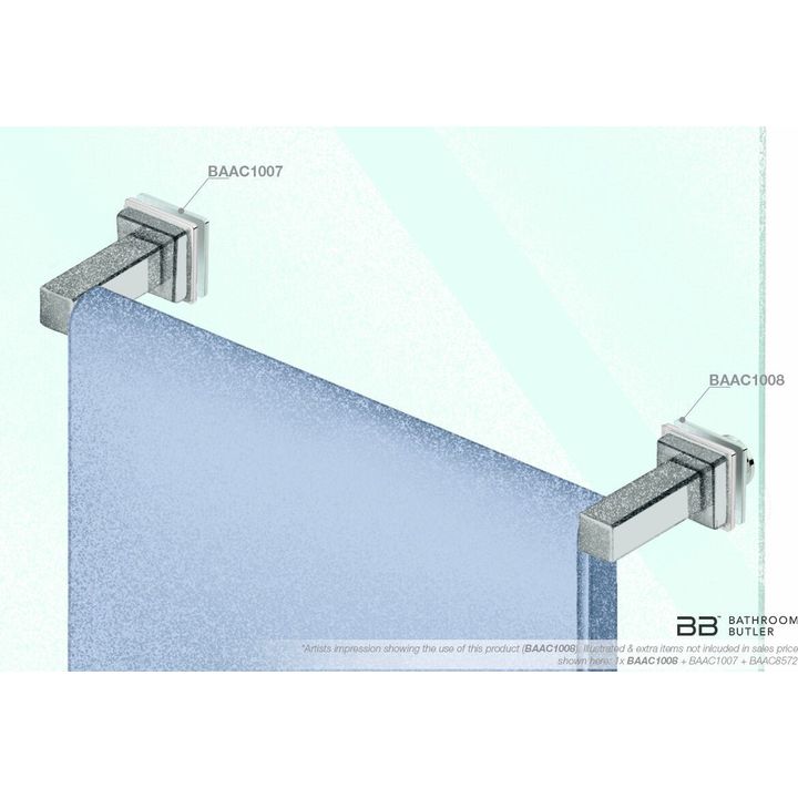1008 Glass Mounting RL SQ + PULL KNOB (Single Set) -POLS - Decor Handles - Bathroom Accessories