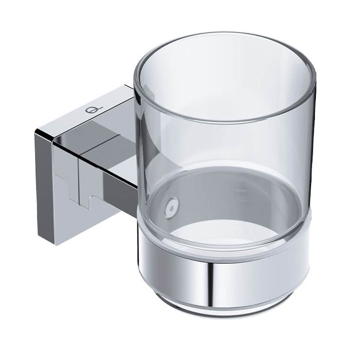 2432 ELEMENTAL Glass Tumbler +Holder -CHRM - Decor Handles - Bathroom Accessories