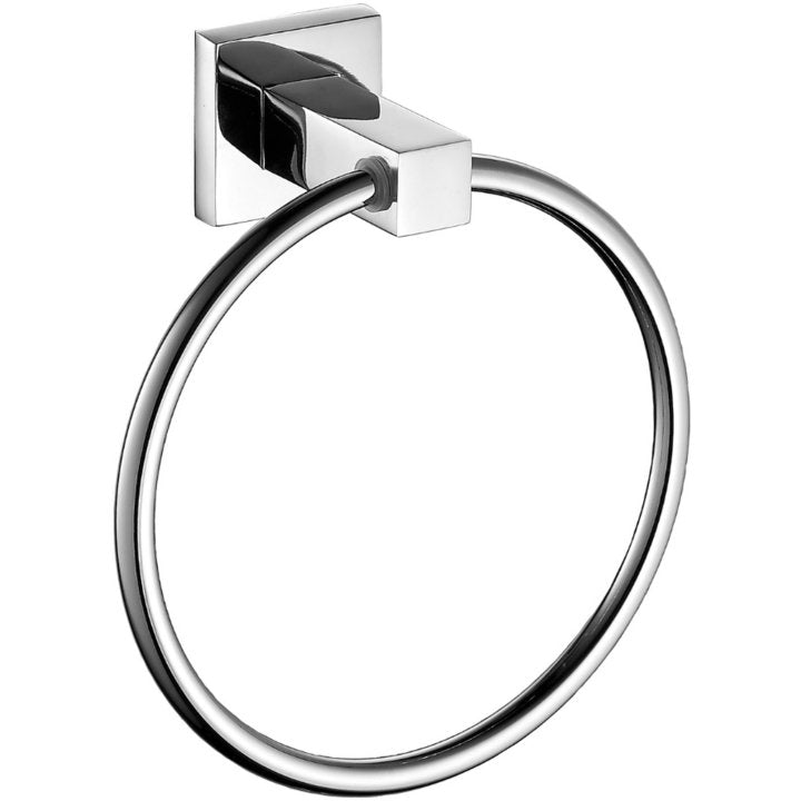 Chrome Towel Ring with Square Holder - Decor Handles - bathroom accessories