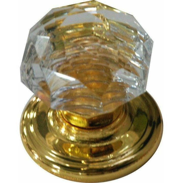 Crystal knob with brass base