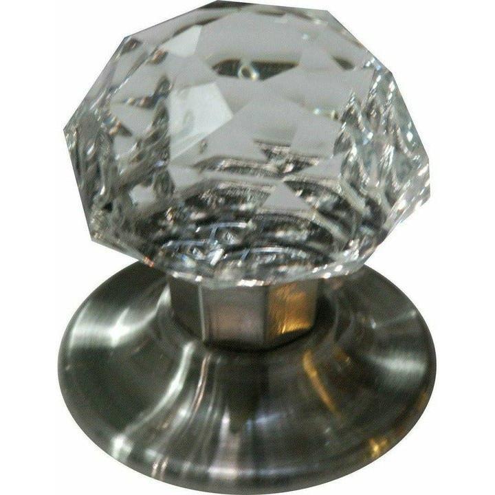 Crystal knob with brushed chrome base