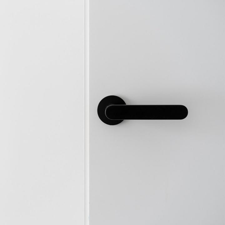 Matt black Modern Lever Handle on Round Rose