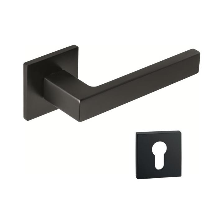 Tupai™ Modern Square Lever Door Handle on Square Rose in Matt Black