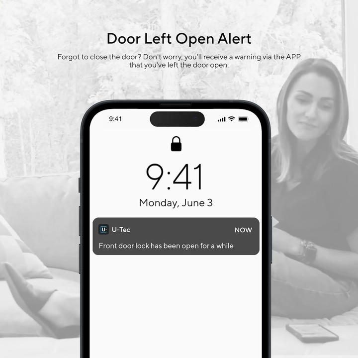 ULTRALOQ U-Bolt WiFi Smart Lock with Built-in WiFi - Black - Decor Handles - Smart Locks