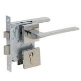 Slim square solid stainless steel lever handle on rose