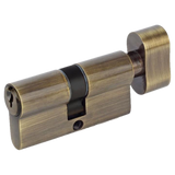 Antique Brass Knob (Thumb turn) Cylinder - 65mm