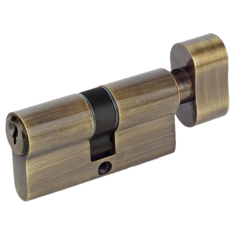 Antique Brass Knob (Thumb turn) Cylinder - 65mm