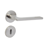 Modern Lever Door Handle on Round Rose - Satin Nickel