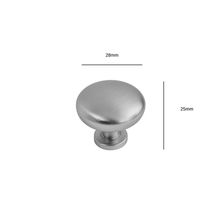 Brushed Nickel cupboard knob 28mm
