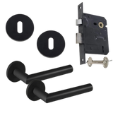 Modern Matt Black Tubular Handles on Rose