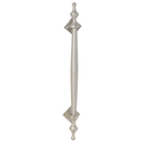Solid brass pull handle with finials - 295mm