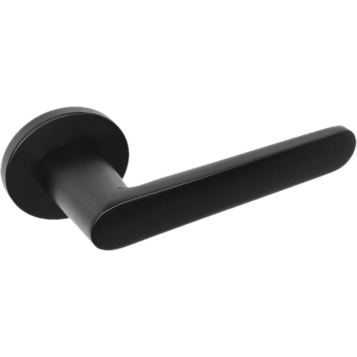 Matt black Modern Lever Handle on Round Rose