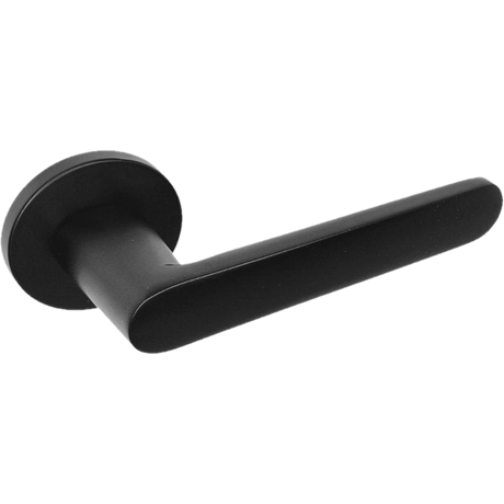 Matt black Modern Lever Handle on Round Rose